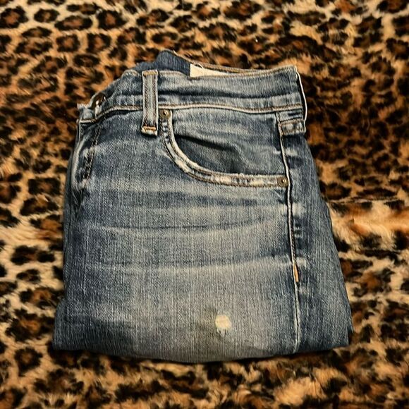 Rag and Bone Destroyed Heavily Distressed Ripped Kennedy Blue Denim Jeans - Picture 3 of 16